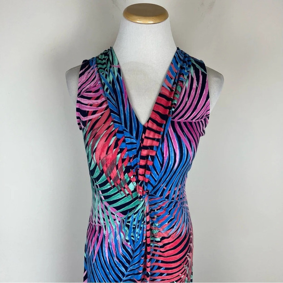 Tommy Bahama Maxi Multi Color Tropical Fern Print Sundress Dress Size S - Picture 2 of 8